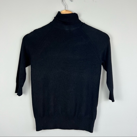 Zara | High Collar Knit Sweater 3/4 Sleeves  BLACK Small - Picture 6 of 6